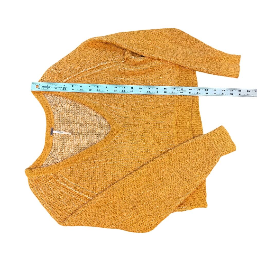 Free People High-Low V-Neck Cropped Knit Sweater Yellow Sz S - Picture 7 of 7